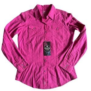 NWT Womens Twenty X Hot Pink Silver Sinfully Sweet Medium Button Down Shirt